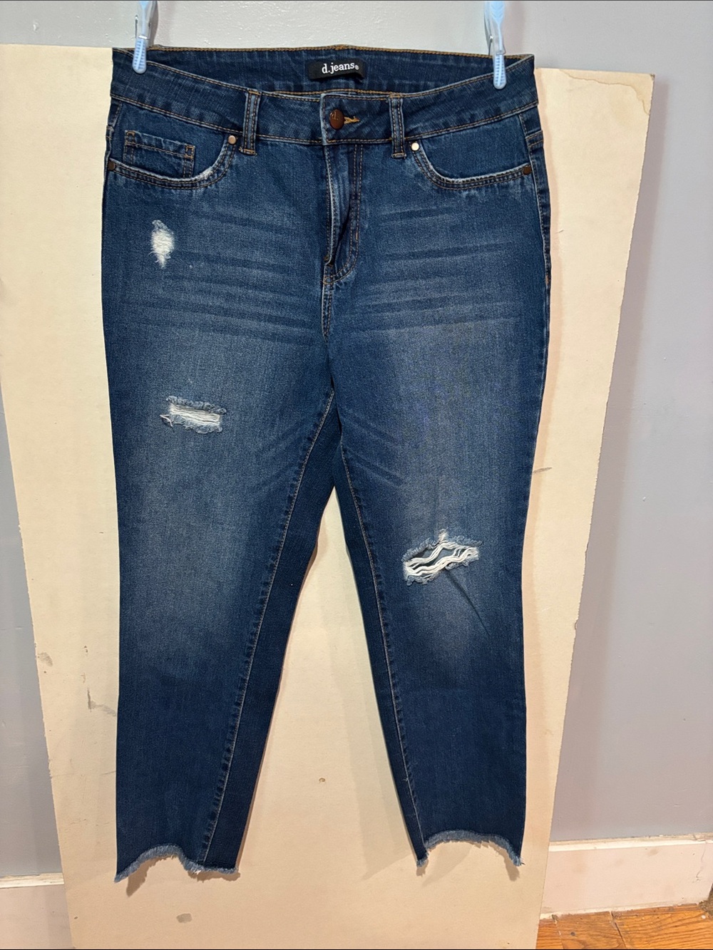 d. jeans Dark Blue Distressed Ankle Skinny Jeans